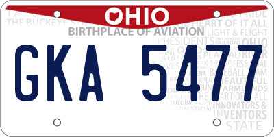 OH license plate GKA5477