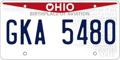 OH license plate GKA5480