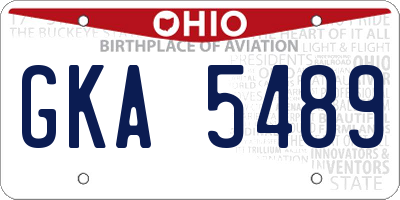 OH license plate GKA5489