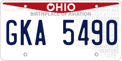 OH license plate GKA5490