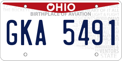 OH license plate GKA5491