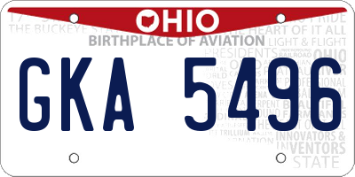 OH license plate GKA5496