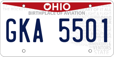 OH license plate GKA5501