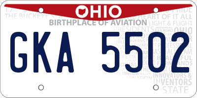 OH license plate GKA5502