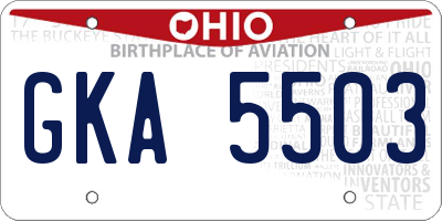 OH license plate GKA5503