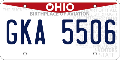 OH license plate GKA5506