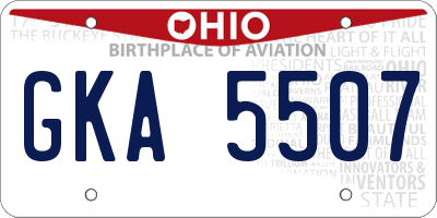 OH license plate GKA5507