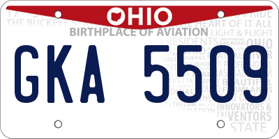 OH license plate GKA5509