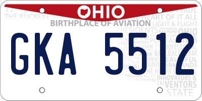 OH license plate GKA5512