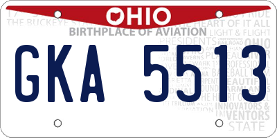 OH license plate GKA5513