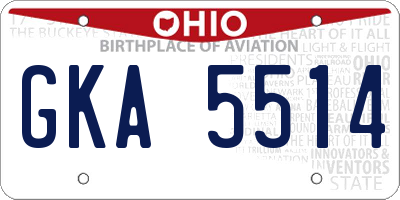 OH license plate GKA5514