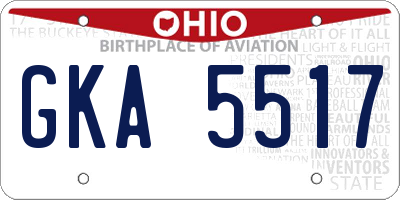 OH license plate GKA5517