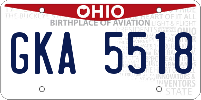 OH license plate GKA5518