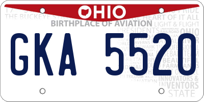 OH license plate GKA5520