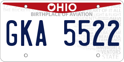 OH license plate GKA5522