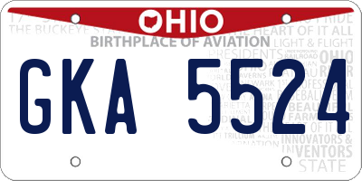 OH license plate GKA5524
