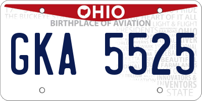 OH license plate GKA5525