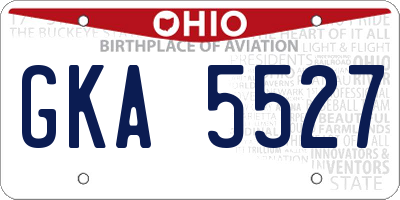 OH license plate GKA5527