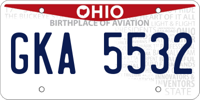 OH license plate GKA5532