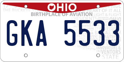 OH license plate GKA5533