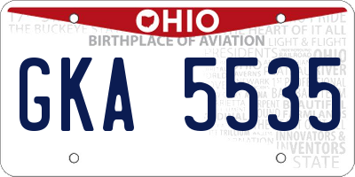 OH license plate GKA5535