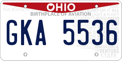OH license plate GKA5536
