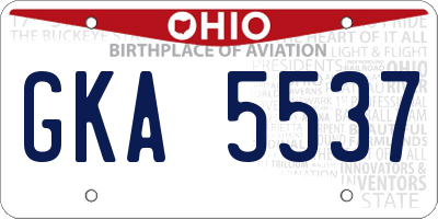 OH license plate GKA5537