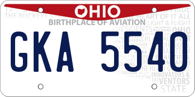 OH license plate GKA5540