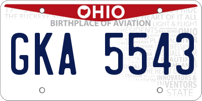 OH license plate GKA5543