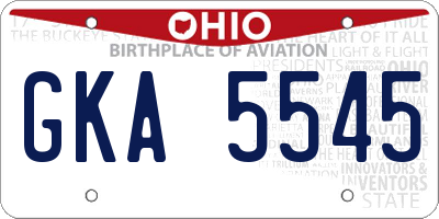 OH license plate GKA5545