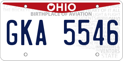 OH license plate GKA5546