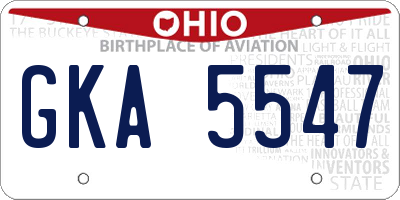 OH license plate GKA5547