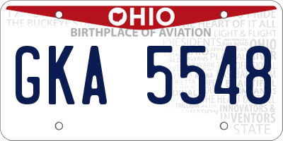 OH license plate GKA5548