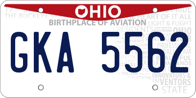 OH license plate GKA5562