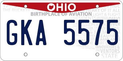 OH license plate GKA5575