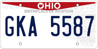 OH license plate GKA5587