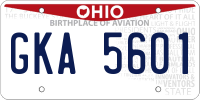 OH license plate GKA5601