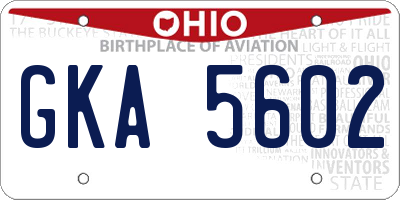 OH license plate GKA5602