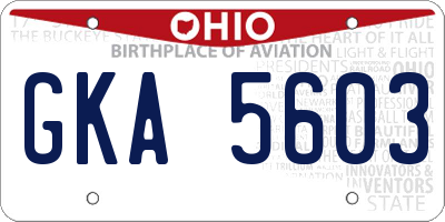OH license plate GKA5603