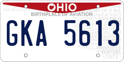 OH license plate GKA5613