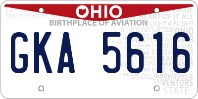 OH license plate GKA5616