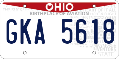 OH license plate GKA5618