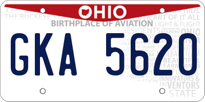 OH license plate GKA5620