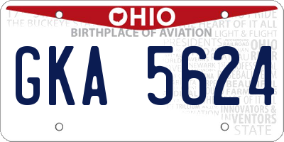 OH license plate GKA5624