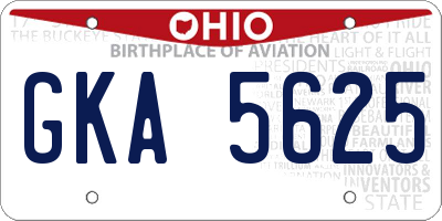 OH license plate GKA5625