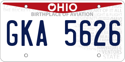 OH license plate GKA5626