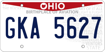 OH license plate GKA5627