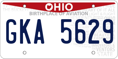 OH license plate GKA5629