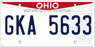 OH license plate GKA5633
