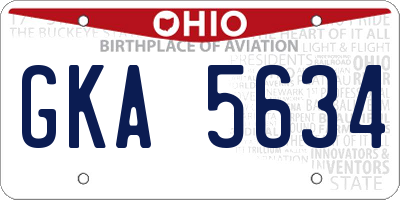 OH license plate GKA5634